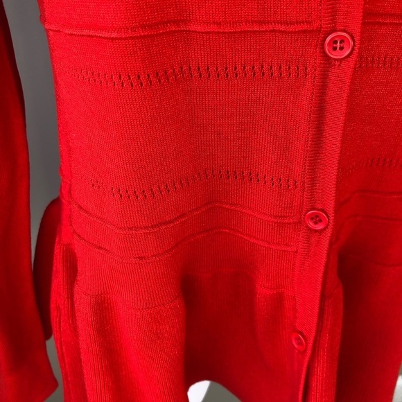 Jason Wu vintage Red knit cardigan peplum Sweater XS - Picture 4 of 11